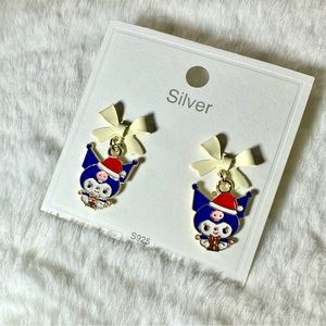 Sanrio Kuromi Christmas hat with silver post earrings
